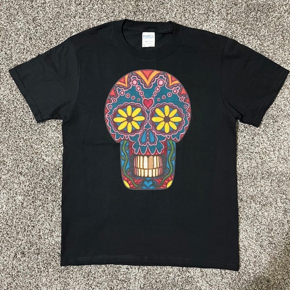 Gold Tooth Originals "DAISY  Eyes" Skull Art Women's T-shirt, Size L; NWOT - Picture 1 of 10